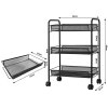 Mobilní kovový regál s kolečky, 3 police, černý kov SHELF_2