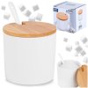 Kulatá keramická cukřenka s bambusovým víčkem a lžičkou, 250ML bílá_7