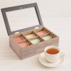 Krabička na čaj, čajový organizér s 6 přihrádkami, dřevo LINE_1