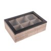 Krabička na čaj, čajový organizér s 6 přihrádkami, dřevo LINE