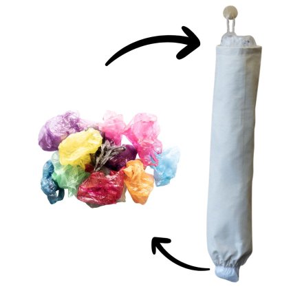 Sáčkovník - organizér na plastové vrecká, režný