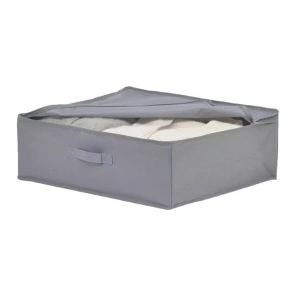Textilný úložný box na oblečenie a posteľnú bielizeň, CASTEL 44x55x19, sivý
