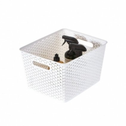 S - Úložný box, ratanový košík, HOBBY s vekom, biely (6 l)