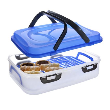 Úložný box na koláče a zákusky, PIKNIK 1 poschodie, s rúčkami, mix farieb