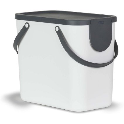 Odpadkový kôš stohovateľný, s nálepkami ALBULA, 25 l, biely/antracit