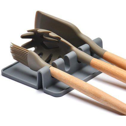 Držiak na varešky a kuchynské náčinie, silikónový, sivý, NOX