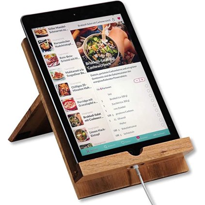Kuchynský držiak na tablet a kuchárky, bambusový