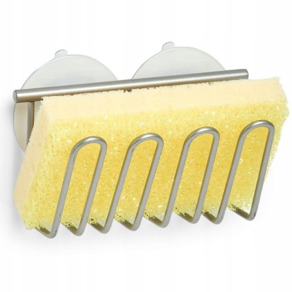 Držiak na hubku do drezu, kovový s 2 prísavkami, 12 x 6 cm SPONGE