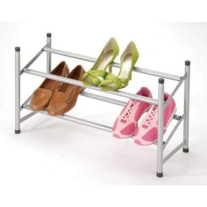 Botník, polica na topánky, chrómovaný, nastaviteľný až do 117 cm