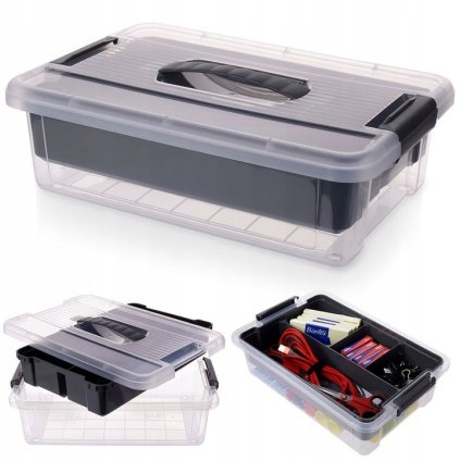 Organizér, úložný box, 2v1, multifunkčné použitie, sivý STORMAX - 6 l