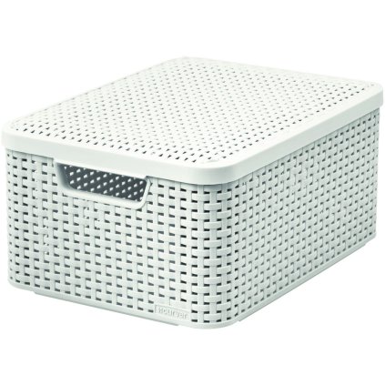 9348 ulozny box ratanovy kosik style2 curver s vikem kremovy 39x29x20 18l