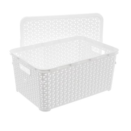 M - Úložný box, ratanový košík, HOBBY s vekom, biely (10 l)
