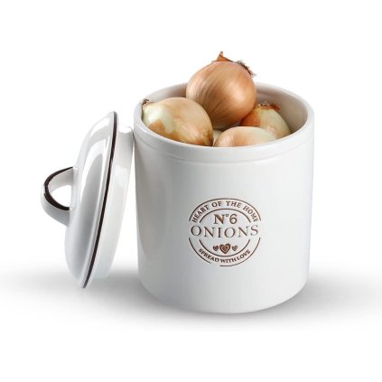10935 2 keramická dóza na cibuľu s vrchnákom biela ceramic 1620 ml