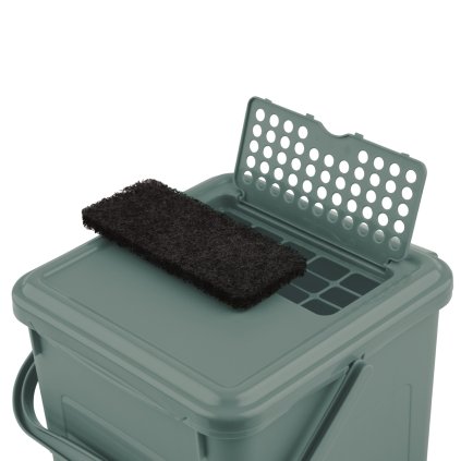 M - Odpadkový kôš s FILTROM, na bio odpad, Kompostér BIO, matný zelený, 9l