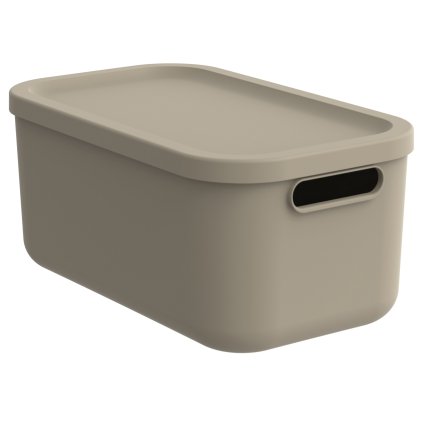 Úložný box, rovný s vekom, 12 l, cappuccino ALBU LIGHT