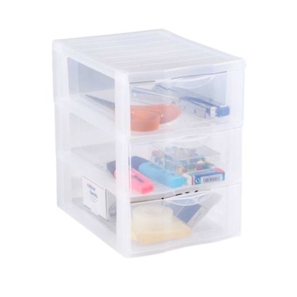 13648 3 ulozny box se 3 zasuvkami transparentni orgamix a5t