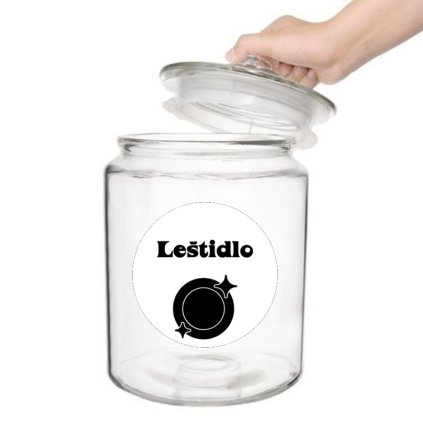 leštenka s tanierom, čierne písmo