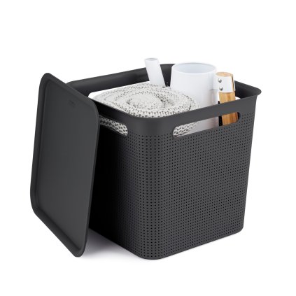 Úložný box s rúčkami BRISEN 18 l, 29 x 29 x 29 cm, čierny