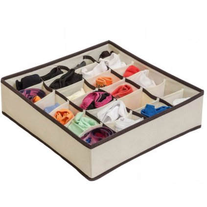 Organizér na spodnú bielizeň, KIPIT, 20 priehradiek, béžový, 35 x 27 x 10 cm