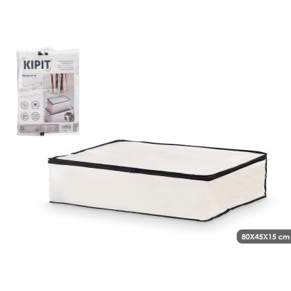 Textilný úložný box na uschovanie oblečenia a posteľnej bielizne, WHITE KIPIT, biely 10389