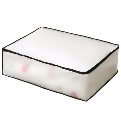 Textilný úložný box na uschovanie oblečenia a posteľnej bielizne, WHITE KIPIT, biely (19)