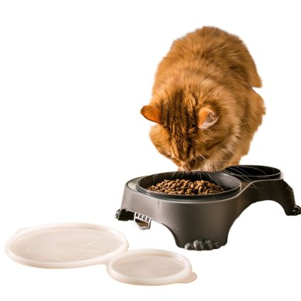 15991 4 miska na krmivo a vodu pro psy a kocky dvojita s vikem sally antracit