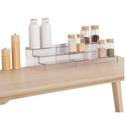 Prídavná rozťahovacia polička, organizér na korenie, 3 schodíky, 31 - 58 x 23 x 12 cm