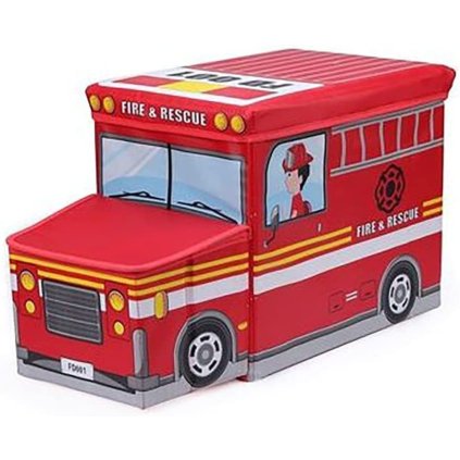 10185 30 úložný detský box a taburet pre deti hasičské auto červené