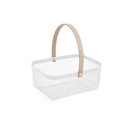 Kovový košík s bambusovou rukoväťou, mix farieb 23,5 x 17,5 x 10 cm_2