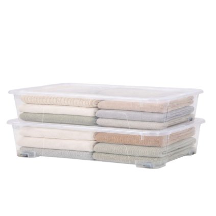 Sada 2 úložných boxov VIEW BOX 50 L – pod posteľ, s vekom a kolieskami