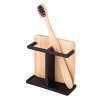 Držiak na zubné kefky a pastu, minimalistický stojan drevo+kov