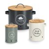 Súprava 3 plechových dóz na cibuľu, cesnak a zemiaky s bambusovým vekom