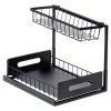 pol pl Polička kuchynská s výsuvnou zásuvkou dvojúrovňová kovová čierna 36x27x28 5 cm 17506 6