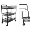 Mobilný kovový regál s kolieskami, 3 police, čierny kov SHELF_6