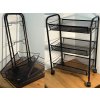 Mobilný kovový regál s kolieskami, 3 police, čierny kov SHELF_7