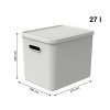 Úložný box, rovný s víkom, 27l, matná biela ALBU LIGHT, 37x29x30_4