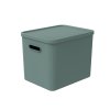Úložný box, rovný s víkom, 27l, matná zelená ALBU LIGHT, 37x29x30_12