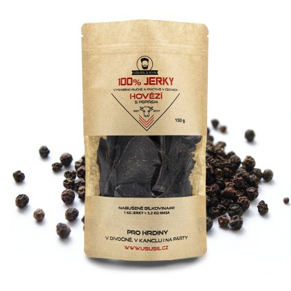 100% JERKY HOVĚZÍ S PEPŘEM 50 g AKCE