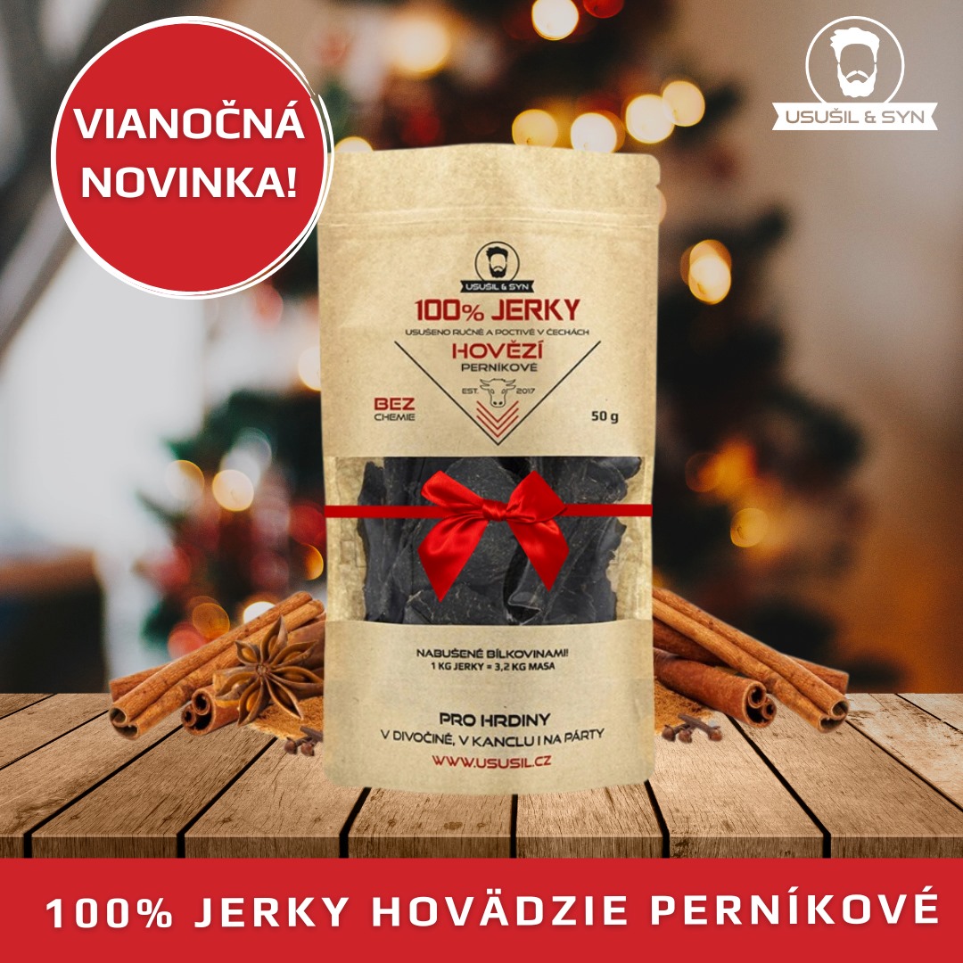 Vianočná novinka: 100% JERKY Hovädzie perníkové