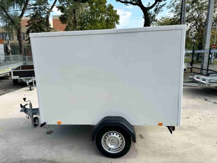 ALFA-B Modulo 22516MPK.130.1 egytengelyes, 2,52 x 1,56m méretű, 1300kg fékezett zárt utánfutó, 2 hátsó ajtóval, fix oldalfalakkal