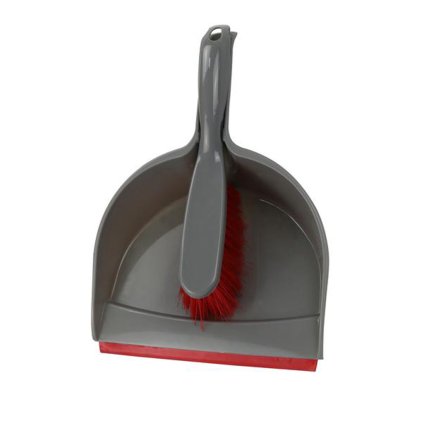 SMETÁČEK S LOPATKOU 32x22,5cm, šedá, červená, plast, guma