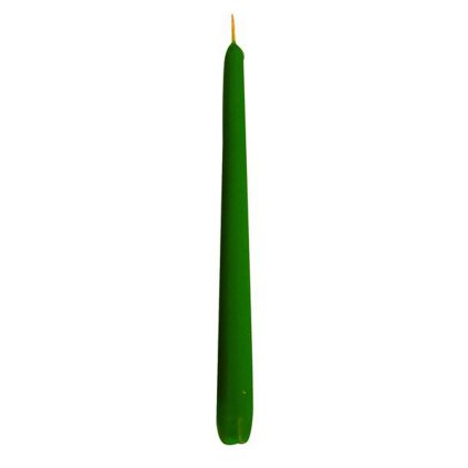 Svíčka kónická tmavě zelená, 24,5cm