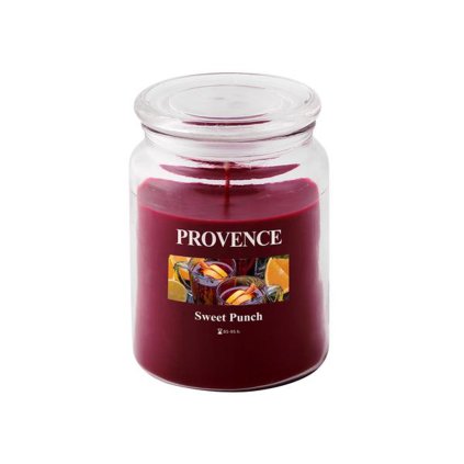 SVÍČKA VE SKLE S VÍČKEM 510G, SLADKÝ PUNČ