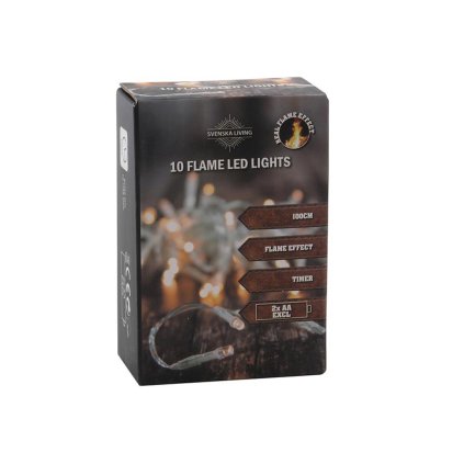 ŘETEZ SVĚTELNÝ 10 LED S ČASOVAČEM,20CM+10CM,2XAA