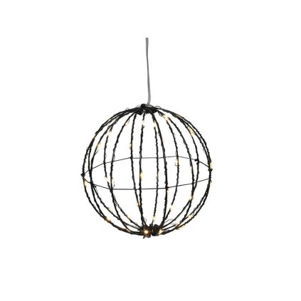 LED DEKORACE KOULE 15 CM, 40LED S ČASOVAČEM, ČERNÁ