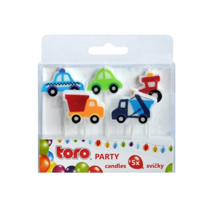 SVÍČKA ZAPICHOVACÍ, AUTÍČKO, 5KS, 2,5X2,2X0,8CM