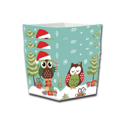 KOŠÍČKY NA CUKROVÍ 4 KS, 8x8x7cm, PAPÍR, SOVY VÁNOCE