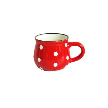 HRNEK ČERVENÝ S BÍLÝMI PUNTÍKY, 75ML, KERAMIKA