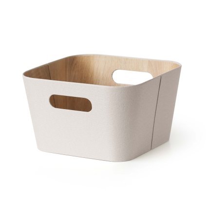 KOŠ ÚLOŽNÝ 27*27*16CM KRÉM.BÍLÁ PAPÍR+LEPENKA