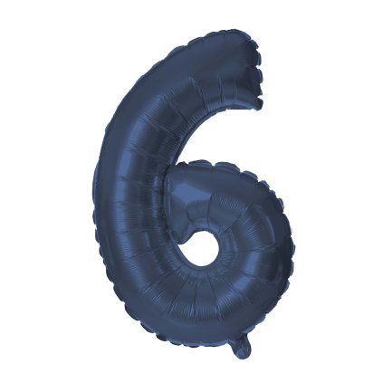 BALÓNEK ČÍSLICE 6, 30CM, MATNĚ TMAVĚ MODRÁ